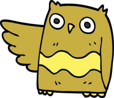 Bir insan tarafından çizilmiş mutlu baykuş.