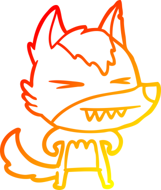 Bir insan tarafından çizilmiş kızgın bir kurt çizgi karakteri.