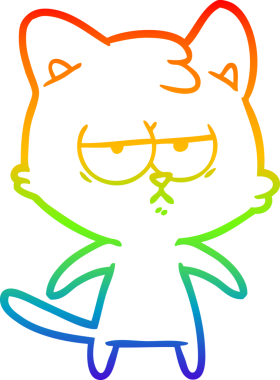 gökkuşağı gradyan çizimi bir insan tarafından çizilmiş sıkılmış çizgi film kedisi