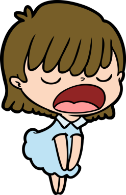 Çizgi filmdeki kadın bir insan tarafından yüksek sesle çizilmiş.