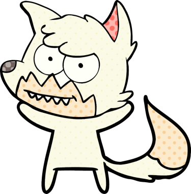 Bir insan tarafından çizilmiş sırıtan tilki çizgi filmi.