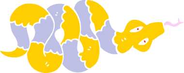 Bir insan tarafından çizilmiş yassı renkli karikatür zehirli yılan