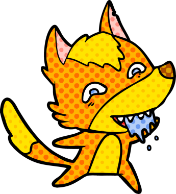 Bir insan tarafından çizilmiş tilki çizgi film karakteri