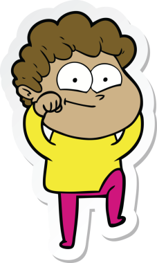 Bir insan tarafından çizilmiş mutlu bir adamın çıkartması.