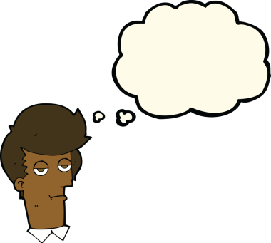 Bir insan tarafından çizilen düşünce baloncuğu ile sıkılmış adam çizgi filmi