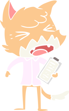 bir insan tarafından çizilmiş kızgın düz renkli tilki çizimi