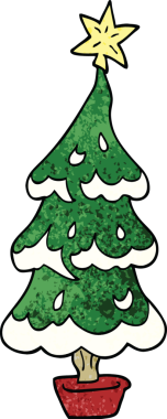 Bir insan tarafından çizilmiş bir karalama Noel ağacı.