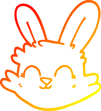 Bir insan tarafından çizilmiş mutlu tavşan çizgi çizimi.