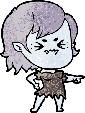 Bir insan tarafından çizilmiş kızgın vampir kız.