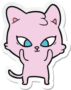 Bir insan tarafından çizilmiş şirin bir çizgi film kedisinin çıkartması.