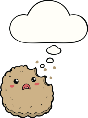 Bir insan tarafından çizilmiş düşünce balonlu bisküvi.