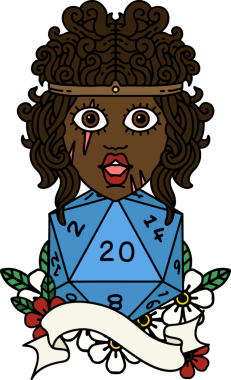 Retro Dövme Tarzı İnsan Barbarlığı Bir insan tarafından çizilmiş doğal 20 zar ile