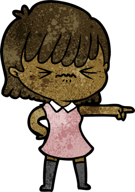 Sinirli çizgi film kızı bir insan tarafından çizilmiş.