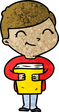 Bir insan tarafından çizilmiş gülümseyen çizgi film çocuğu.