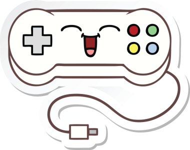 Bir insan tarafından çizilmiş şirin bir çizgi film oyun denetleyicisinin çıkartması