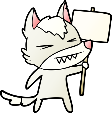 Bir insan tarafından çizilmiş kızgın kurt karikatürü.