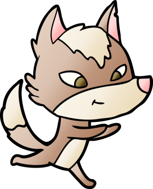 Bir insan tarafından çizilmiş dost canlısı çizgi film kurdu.