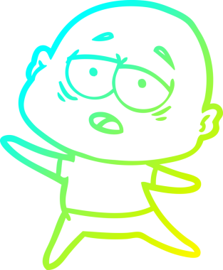 Bir insan tarafından çizilmiş, yorgun, kel bir adamın çizdiği soğuk çizgi.