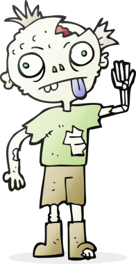 Bir insan tarafından çizilmiş serbest çizim bir zombi çizgi filmi.