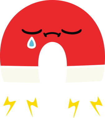 Bir insan tarafından çizilen mıknatısın düz renk retro karikatürü