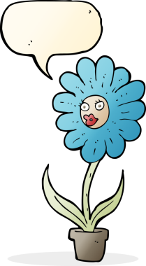 Bir insan tarafından çizilmiş konuşma baloncuklu karikatür çiçeği