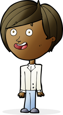 Bir insan tarafından çizilmiş mutlu, şaşkın bir çocuk.