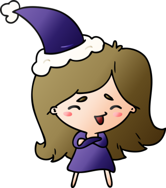 Bir insan tarafından çizilmiş Kawai kızının el çizimi gradyan çizgi filmi.