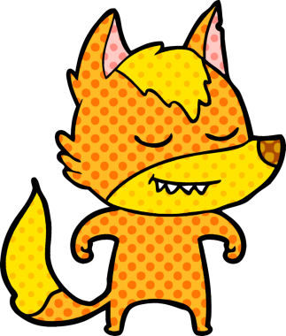 Bir insan tarafından çizilmiş tilki çizgi film karakteri