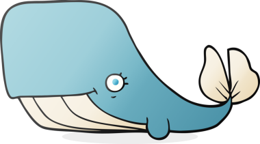Bir insan tarafından çizilmiş mutlu bir balina.