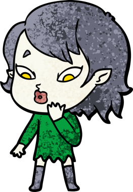 Bir insan tarafından çizilmiş şirin vampir kız çizgi filmi.