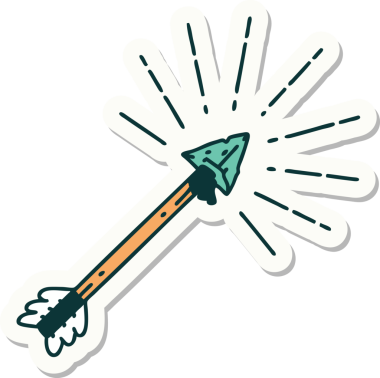 Dövme stili eski çakmaktaşı uçlu ok bir insan tarafından çizilmiş.