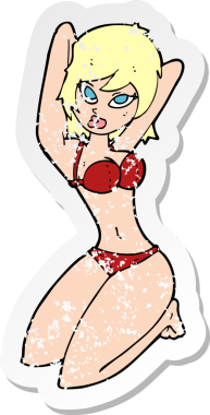 Bir insan tarafından çizilmiş seksi bir karikatürün gerilimli çıkartması.