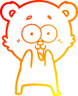 Heyecanlı bir oyuncak ayının insan tarafından çizilmiş sıcak çizgi çizgisi.