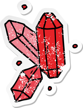 Bir insan tarafından çizilmiş kristal taşların çizilmiş karikatürü.