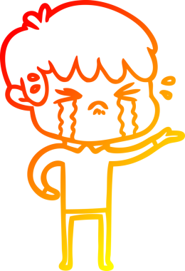 Bir insan tarafından çizilmiş, ağlayan bir çizgi film çocuğu çizimi.