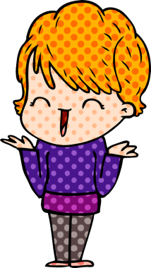 Bir insan tarafından çizilmiş gülen kadın çizgi filmi.