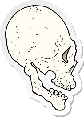 Bir insan tarafından çizilmiş bir kafatasının etiketi