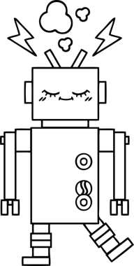 Bir insan tarafından çizilmiş dans eden bir robot çizimi