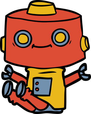 Bir insan tarafından çizilmiş çizgi film robotu