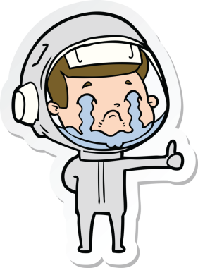 Bir insan tarafından çizilmiş ağlayan bir astronotun çıkartması.