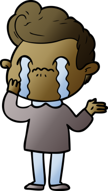 Bir insan tarafından çizilmiş ağlayan çizgi film adamı.