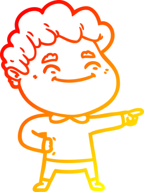 Bir insan tarafından çizilmiş, karikatür dostu bir adamın sıcak çizgi çizimi