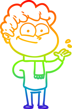 Bir insan tarafından çizilmiş mutlu bir adamın çizgi çizimi.