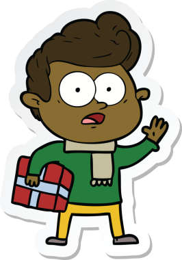 Bir insan tarafından çizilmiş, dik dik bakan bir çizgi film çıkartması.