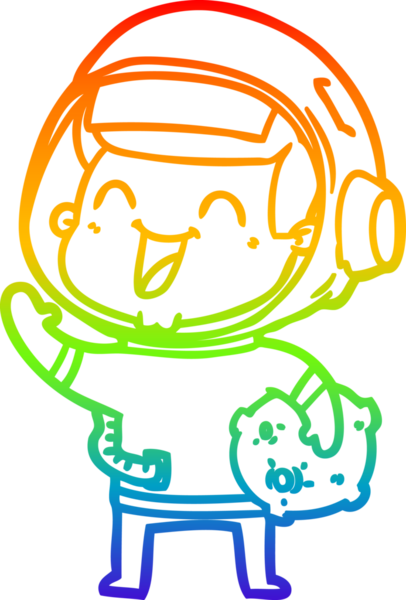 gökkuşağı gradyan çizimi mutlu bir çizgi astronot çizimi bir insan tarafından çizildi