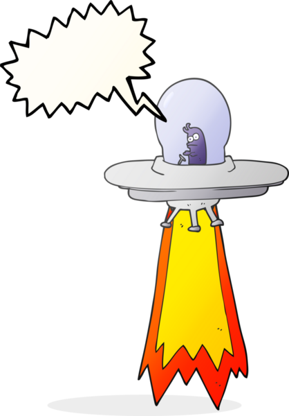 Bir insan tarafından çizilmiş serbest konuşma balonu uçan daire.