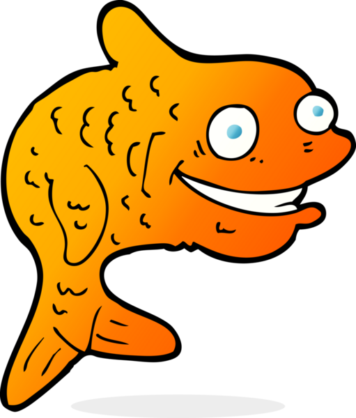 Bir insan tarafından çizilmiş mutlu balık çizgi filmi.
