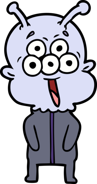 Bir insan tarafından çizilmiş mutlu bir uzaylı çizgi filmi.