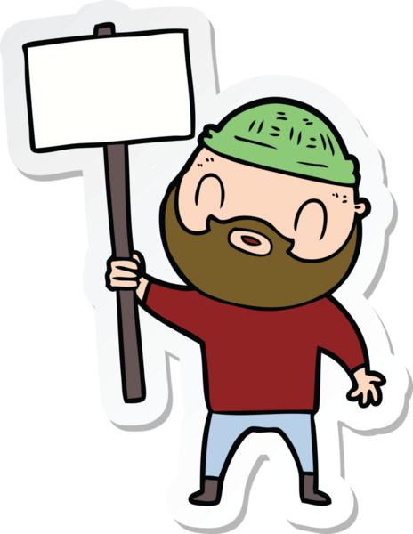 Bir insan tarafından çizilmiş sakallı bir adamın çıkartması.