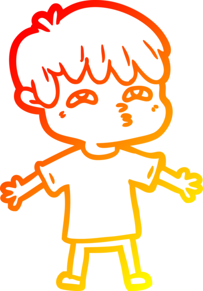 Bir insan tarafından kafası karışmış bir çizgi film karakterinin sıcak çizgi çizimi